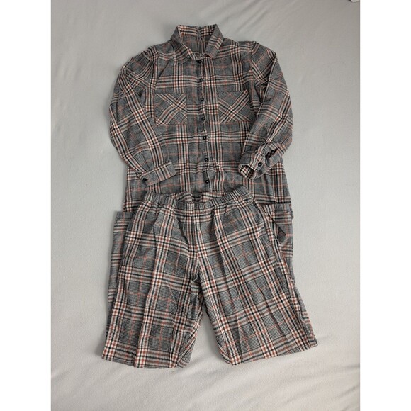 Intimissimi Women's Pajama Flannel Set Size Medium Plaid Pockets Sleepwear - Picture 1 of 15